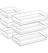 SMARTAKE 6 PCS Clear Plastic Drawer Organizers Set, Large Size Non-Slip Desk Drawer Organizer, 2-...