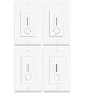 4 Pack LED Slide Dimmer Switch, Single Pole No Neutral Wire Required, 150W Max LED/CFL 600W Max I...