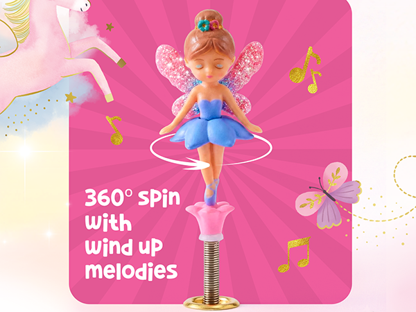 Young girl keepsake box with 360 spin and wind up melodies