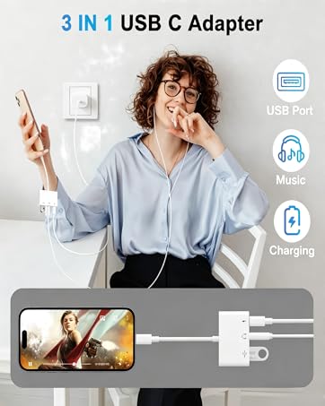 USB C to USB Adapter with 3.5mm Headphone Jack and 60W PD Fast Charging