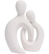 Quoowiit Ceramic Couple Sculptures for Home Decor, Abstract Lover Statue for Shelf Decor Office D...