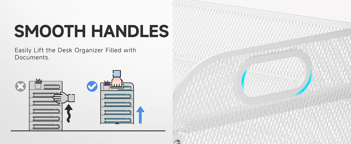 You could lift this paper organizer easily with smooth handles.