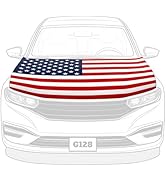 G128 American USA Car Hood Cover | 3.94x5.25 Ft | Washable Elastic Weatherproof Polyester | Two T...