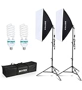 Skytex Softbox Lighting Kit 2Pack, 20x28in Soft Box | 135W 5500K E27 Bulb Continuous Photography ...