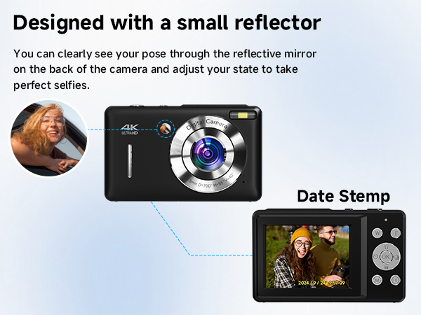 Designed with a small reflector on the camera back,perfecy for selfies