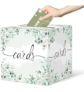 CINSOEN Sage Greenery Card Box, Paperboard 8.7" Card Box for Party Graduation Birthday Wedding Br...