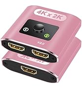 HDMI Switch Splitter 4K@60Hz, Aluminum HDMI 2.0. Bi-Directional Switch Supports 2 in 1 out or 1 i...