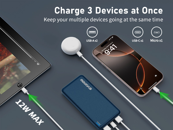 Charge 3 Devices at Once power bank for iphone