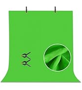 EMART 5x6.5ft Green Screen Backdrop, Non-Woven Fabric Greenscreen Photography Background with 2 S...