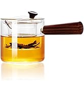 PARACITY Glass Teapot with Infuser, Japanese Tea pot Stovetop Safe, Clear Tea Kettle with Wooden ...