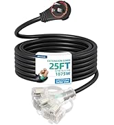 DEWENWILS 360° Rotating Flat Plug Outdoor Extension Cord 25FT, 14/3 SJTW Heavy Duty Power Cable f...