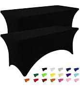 Smiry 2 Pack Spandex Table Cloth 6FT, Elastic Fitted Stretch Tablecloths for Rectangle Tables, Wa...