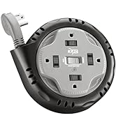 KMC 4-Outlet Surge Twist Cord Reel, Retractable Power Strip Surge Protector, 735J Surge Protectio...