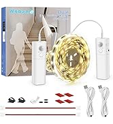 WOBANE Dual Motion Sensor Light Strip, Rechargeable 16.4ft LED Strip Light, 150 LEDs Tape Light f...