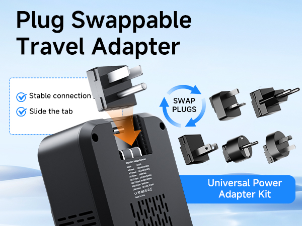 220v to 110v voltage converter for us to europe travel plug adapter power converter adapter combo 