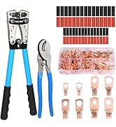 Solsop Battery Cable Crimper Tool for AWG 10, 8, 6, 4, 2, 1/0 Gauge Electrical Lug, Battery Lug C...