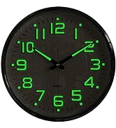 Plumeet Night Light Wall Clock 13'' Bedroom Wall Clocks with Silent Non-Ticking Glowing Function ...