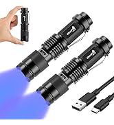 ULTRAFIRE Mini Blue LED Flashlight Rechargeable, Single Mode Zoomable Blue Light Flashlight, Brig...