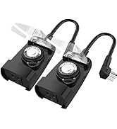 G-Homa 24 Hour Mechanical Outdoor Timer Outlet, Outdoor Timer for Lights, 3-Prong Outdoor Light T...
