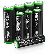 HiQuick AA AAA Rechargeable Batteries Combo - 2800mAh AA Rechargeable Batteries (4 Pack) and 1100...