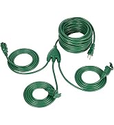 SURAIELEC Outdoor Extension Cord with Multiple Outlets, (34+6+6+6) 52FT Total, 40FT End to End, 1...