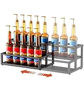 Nuovoware Expandable Coffee Syrup Organizer, 2-Tier Syrup Rack Holds 10-16 Bottles, Adjustable Wi...