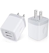 USB Wall Charger, Charger Block, 2Pack 2.1A/5V Dual Port USB Wall Plug Power Brick Charging Cube ...