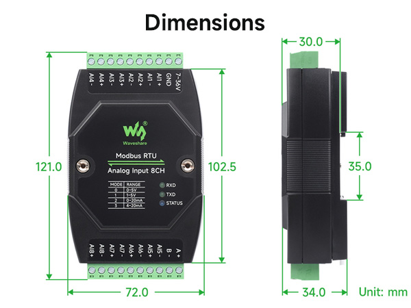 Modbus RTU Analog Input 8CH