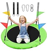 Odoland 40 inch Kids Saucer Tree Swing, Large Outdoor Chidren Round Rope Swing Installed on Tree ...