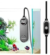 UPETTOOLS 50W Mini Aquarium Heater for 5-10 Gallon Tanks – Submersible Fish Tank Heater with Digi...