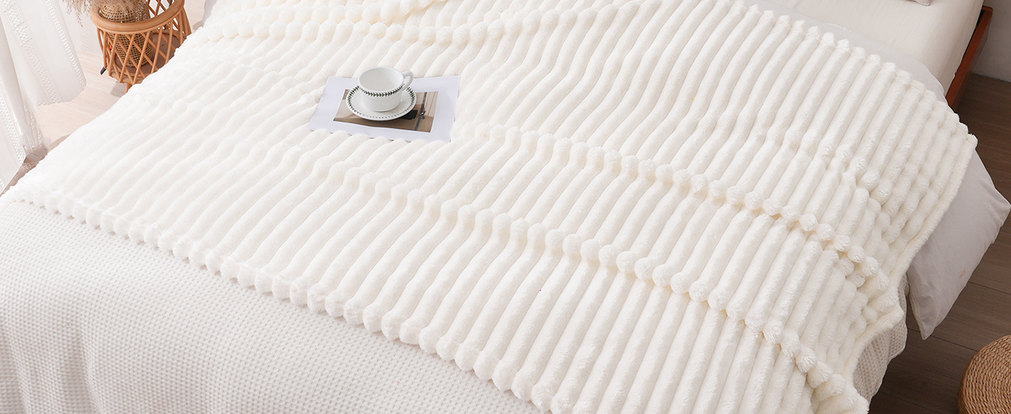cream striped blanket