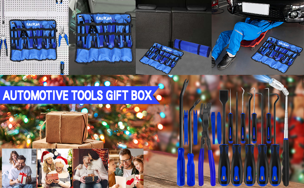 17 Pcs Hook and Pick Tool Set with Scraper Auto Clip Removal Plier Fastener Remover