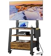 GYIIYUO Rolling TV Stand with Mount and Fabric Drawer for 32-75" TV - Entertainment Center with C...