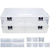FREGITO 2 Pieces Fishing Tackle Box, PP Storage Box, Tackle Boxes Organizer with Removable Divide...