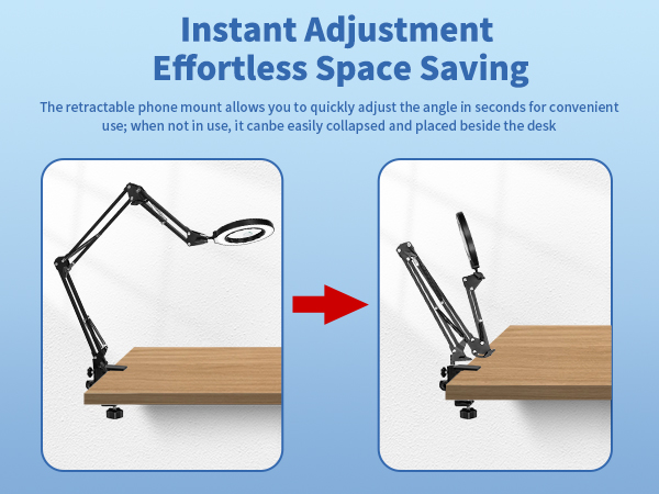 Extra long 3-section arm magnifying desk lamp magnifier lamp desktop 