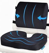 QUTOOL Seat Cushion and Lumbar Support Set for Office Chair – Supports Lower Back &amp; Hips for Long...