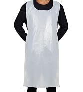 hapray Disposable White Plastic Aprons, 46 inches x 28 inches Waterproof Polyethylene for Cooking...