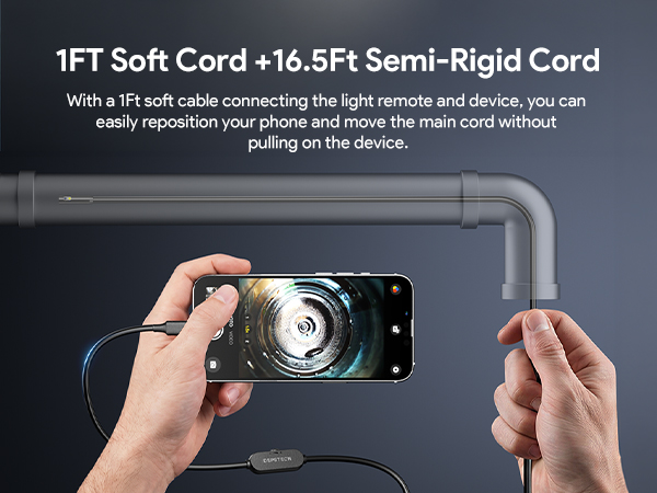 DEPSTECH Endoscope Camera with Ligh Dual Lens Inspection Borescope for iPhone &amp;amp;amp; Android