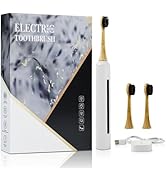 GUFICLE Bamboo Electric Toothbrush for Adults?Rechargeable Electric Toothbrush with 3 Non Toxic C...