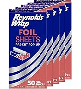 Reynolds Wrap Pre-Cut Pop-Up Aluminum Foil Sheets, 14 x 10.25 Inches, 50 Sheets (Pack of 5), 250 ...