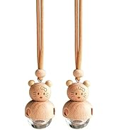 Car Air Freshener 2 Pack, Refillable Empty Glass Bottle Hanging Diffuser for Essential Oils, Car ...