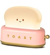 QANYI Cute Desk Decor Toaster Lamp, Kawaii LED Toast Bread Night Light Rechargeable and Portable ...