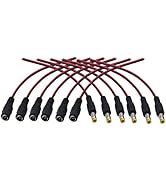 DC Power Pigtail Cable Wire, 12V 5A Male &amp; Female Connectors for CCTV Security Camera and Lightin...