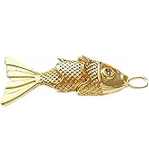SquarezhenBo Gold Fish Charm Pendant,Sea Animal Golden Fish Shaped Gold Plated Pendants Pave Ocea...