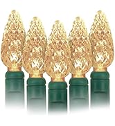 wominoy 70 Counts C6 Warm White Christmas Lights - 35.5ft Christmas Lights Outdoor, White Christm...