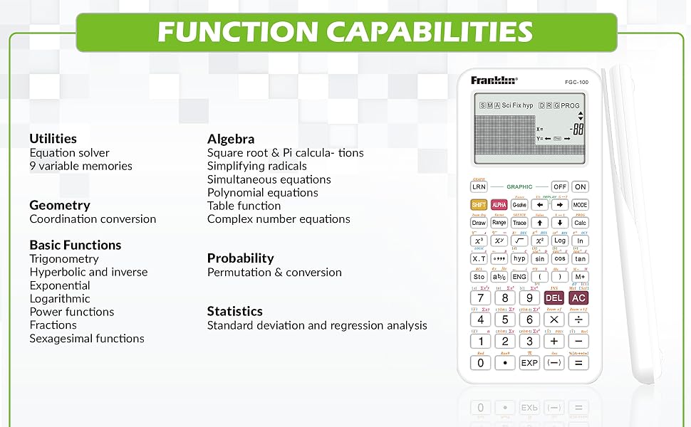 high school essential algebra aid geometry assistant color display screen TI model engineering