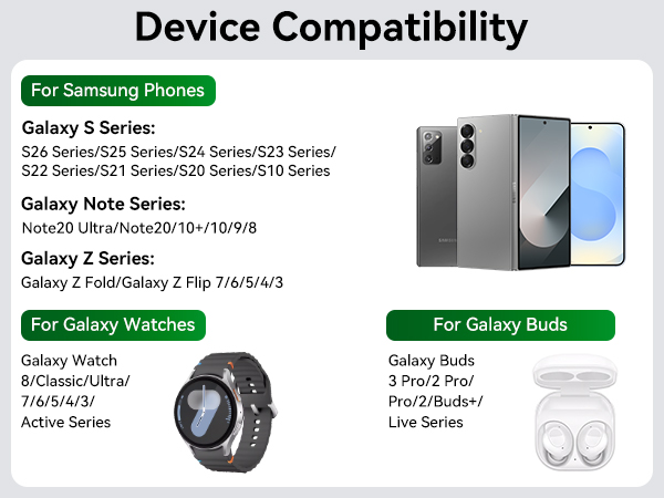 Compatible with Samsung Galaxy Phone Galaxy Watch Galaxy Buds