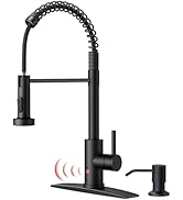 FORIOUS Black Touchless Kitchen Faucet with Soap Dispenser, Motion Sensor Activated Smart Sink Fa...