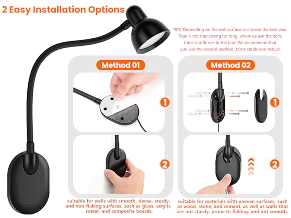 LED Wall Mounted Reading Light Book Light for Reading in Bed Wall Lamps for Bedside Reading Bedroom