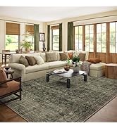 Washable Living Room Area Rug: 8x10 Rugs for Bedroom Vintage Stain Resistant Non Slip Low Pile Li...